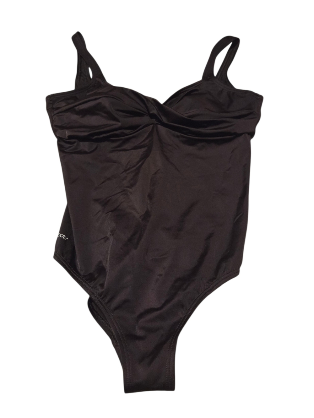 Women’s 18 Speedo Brown Cross Knot Sculpting Shapewear One Piece Swimsuit